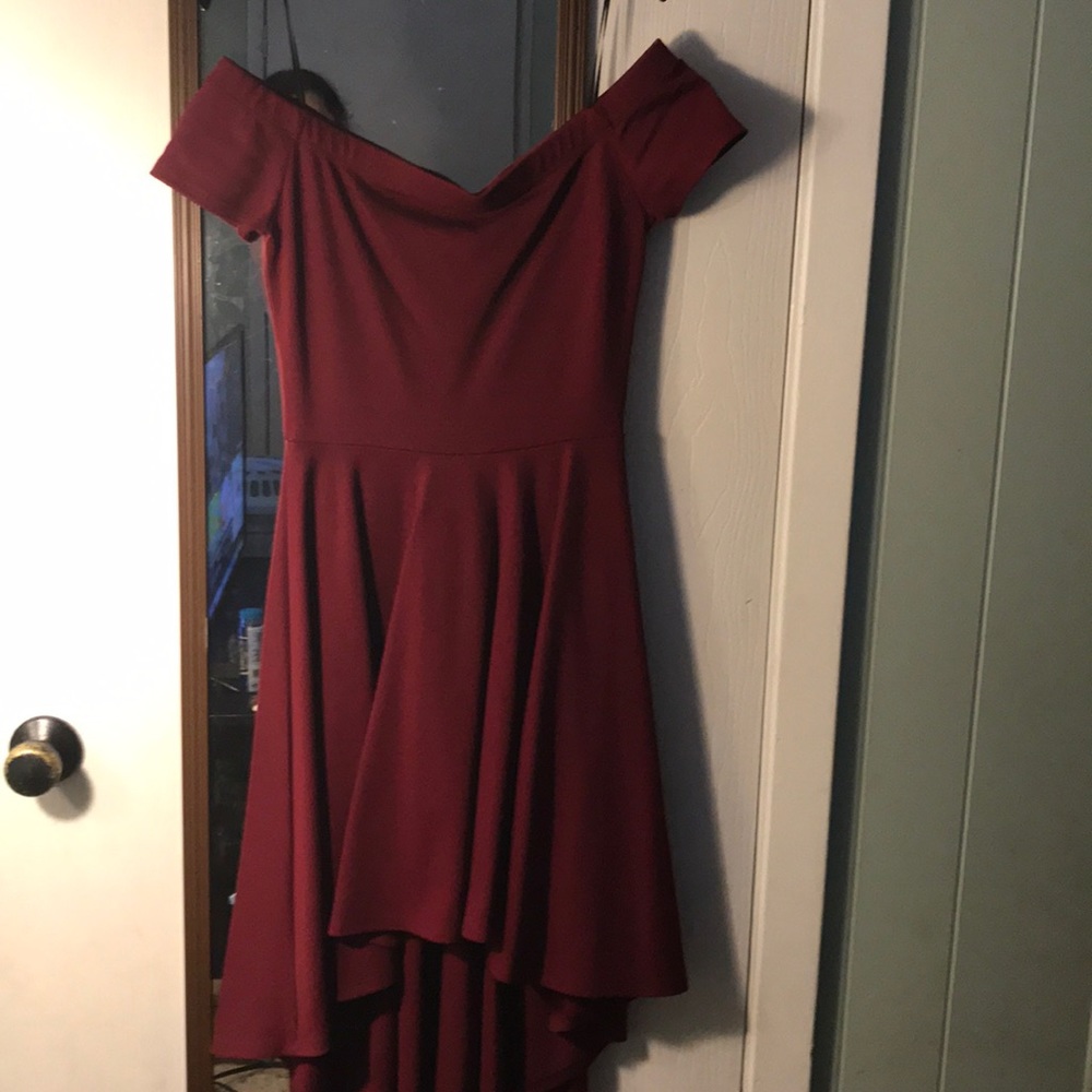 Maroon high to low homecoming dress